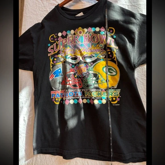 90s VTG NFL Super Bowl 31 T Shirt Green Bay Packers VS Patriots 1996 NOLA XXXI - Picture 4 of 8